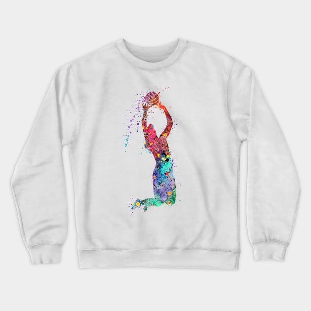 Volleyball Girl Player Setter Watercolor Art Sports Gifts Crewneck Sweatshirt by LotusGifts